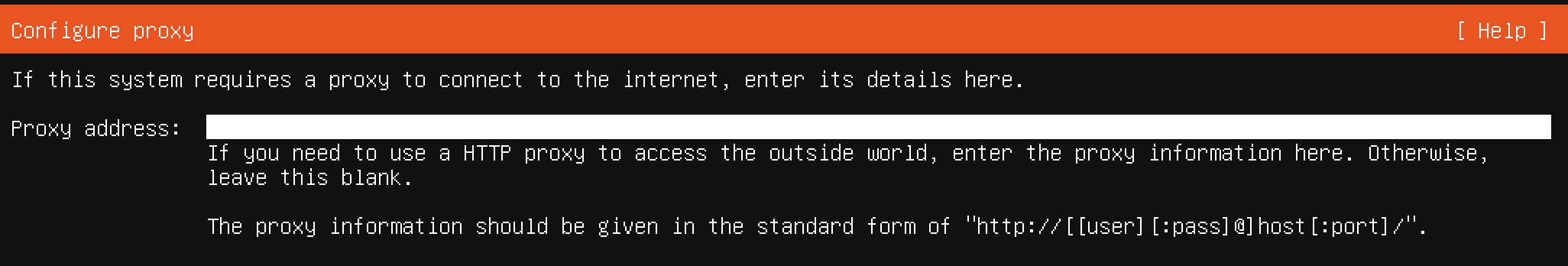 Linux installation proxy selection